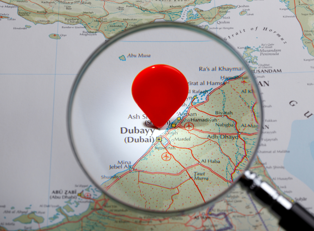 Map of Dubai showing service areas